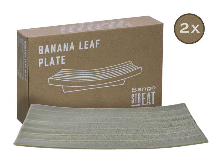 Servierplatte CREATABLE Bananenblatt , grün, Steinzeug, Servierplatten, Servierplatte, Servier Set, Topaktueller „Street Food“ Trend