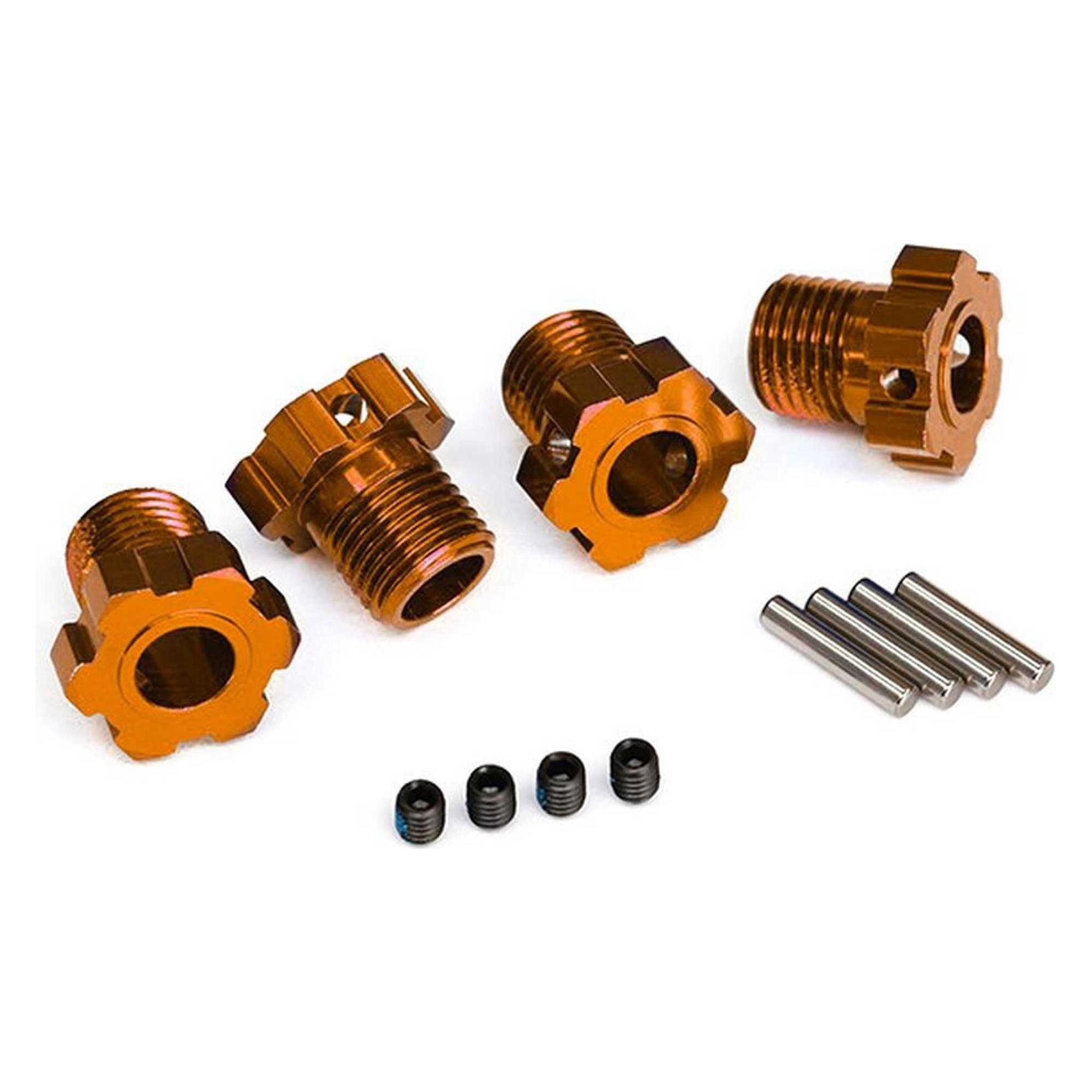 Traxxas Radmitnehmer splined 17mm (orange-eloxiert) (4) / Gewindesti (TRX8654A)