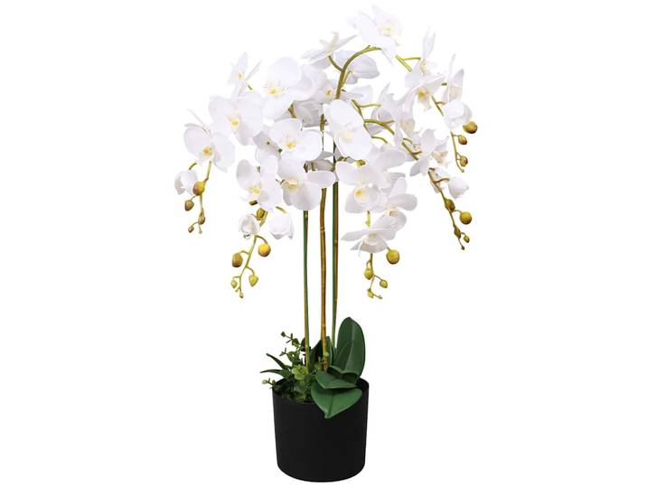 Orchidée artificielle avec pot 75 cm blanche