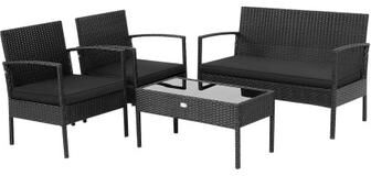 Costway 4 Pieces Patio Rattan Furniture Set with Cushion
