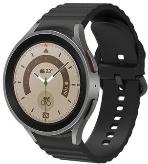 Everyday Crate Samsung Galaxy Watch 6 Classic Silicone Watch Band Wave Dotted Soft Replacement Strap black