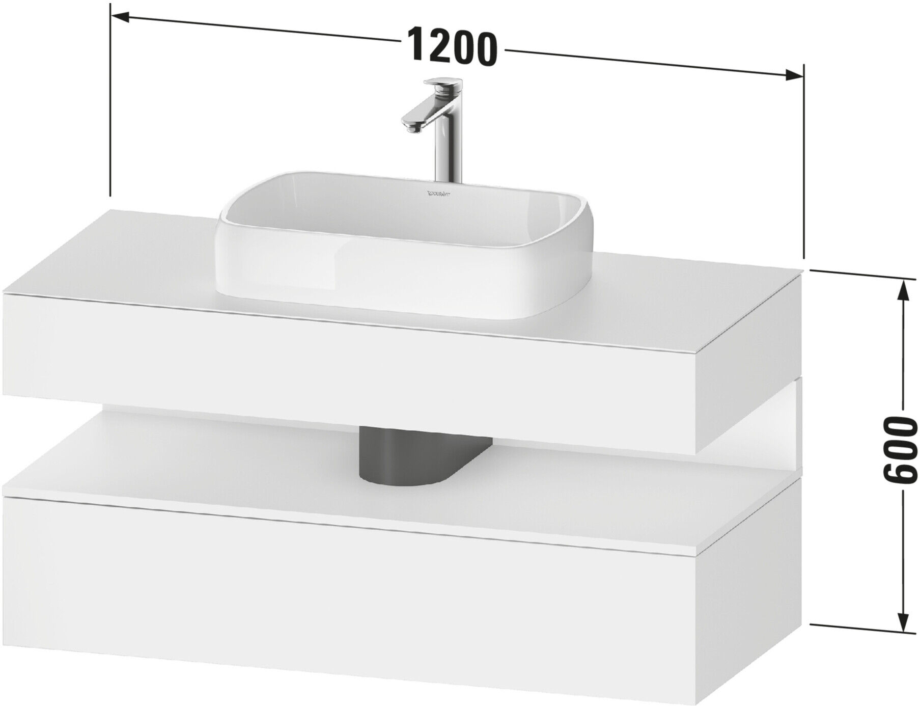 Duravit Waschtischunterschrank Qatego 120x55x60cm, ba m/we g, Pl, Nischenb (QA4732043220010)