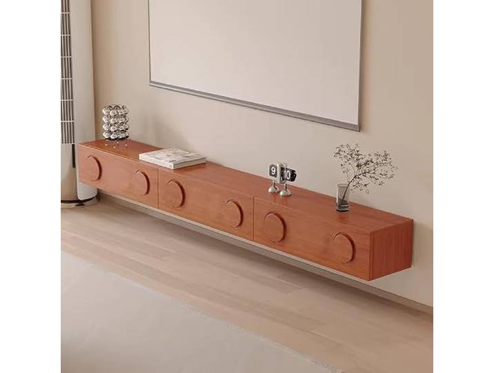 Schwimmender TV-Ständer, schwebende Medienkonsole, wandmontierter Fernseher Regal mit Schubladen for Zuhause, Wohnzimmer, Büro lowboard