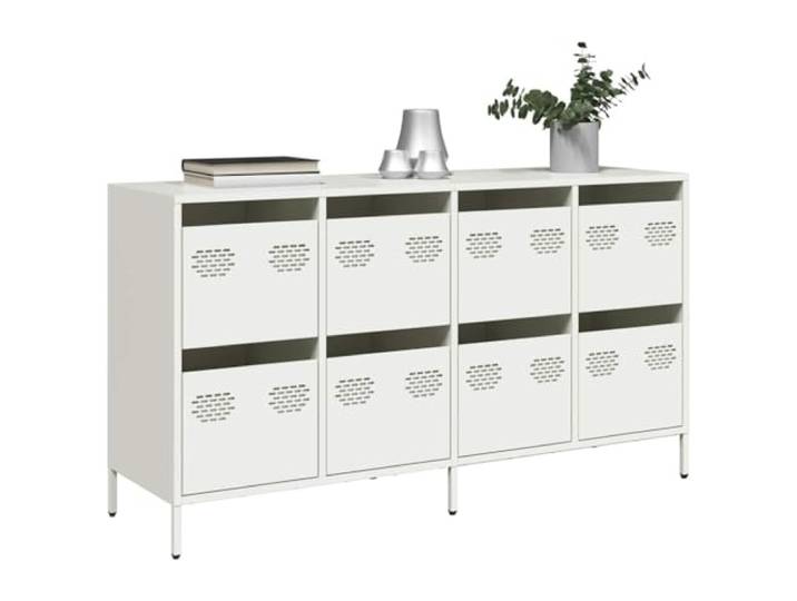 RJPLMFV Anrichte, weiß, 135 cm, kaltgewalzter Stahl Schubladenaufbewahrung, robuste Platte, leicht zu reinigen, Wandbefestigung inklusive