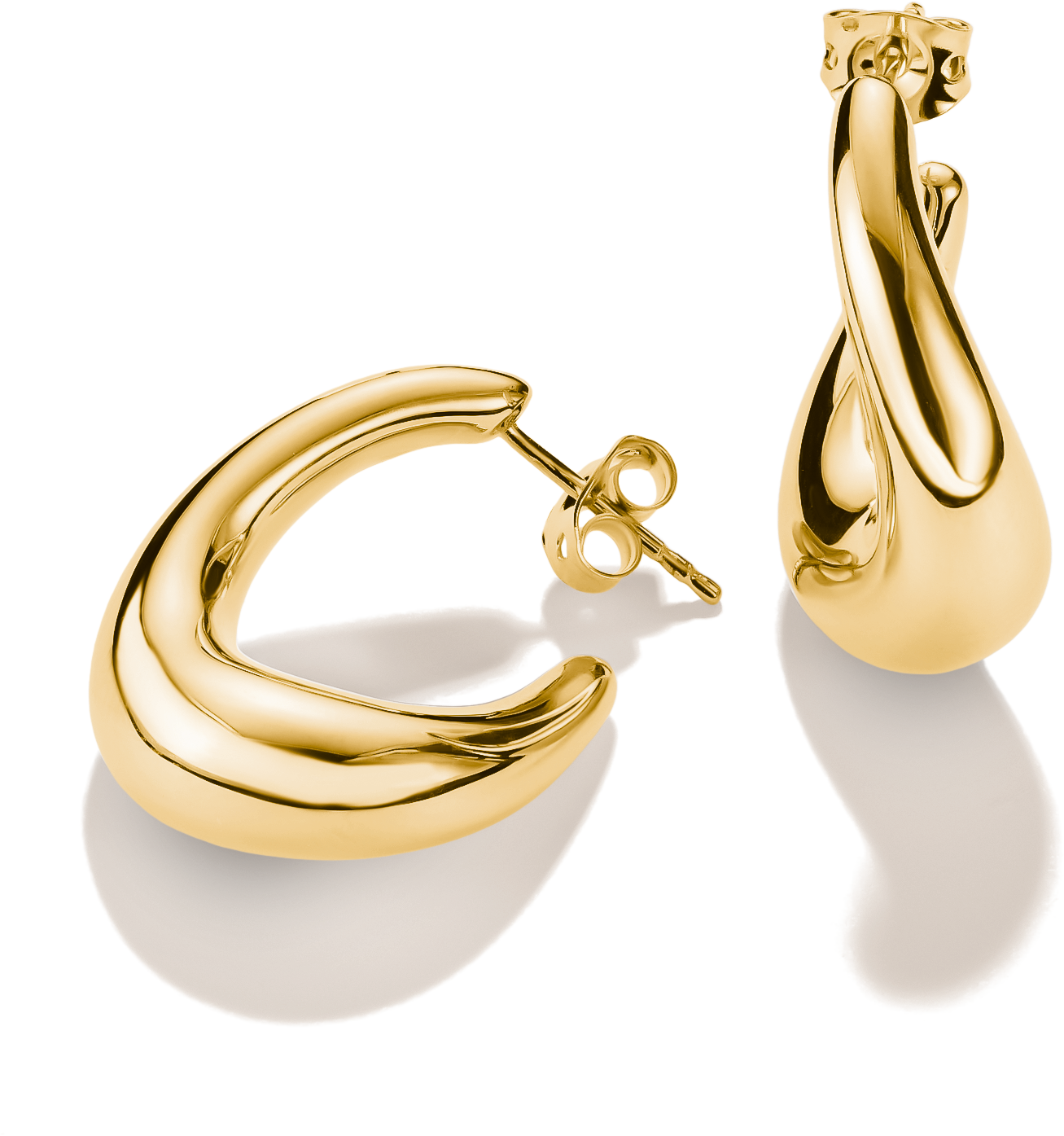 Paar Creolen THOMAS SABO "Geschwungene Creolen gelbgoldfarben", gold (gelbgoldfarben), Ohrringe, Damen, Metall, Paar Creolen