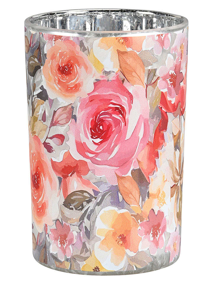 POSIWIO Windlicht ''Rosen'' in Bunt - (H)19 x Ø 12 cm - onesize