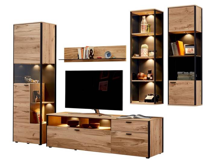 Schöner Wohnen Wandkombination ANDRA, eiche, Holzfurnier