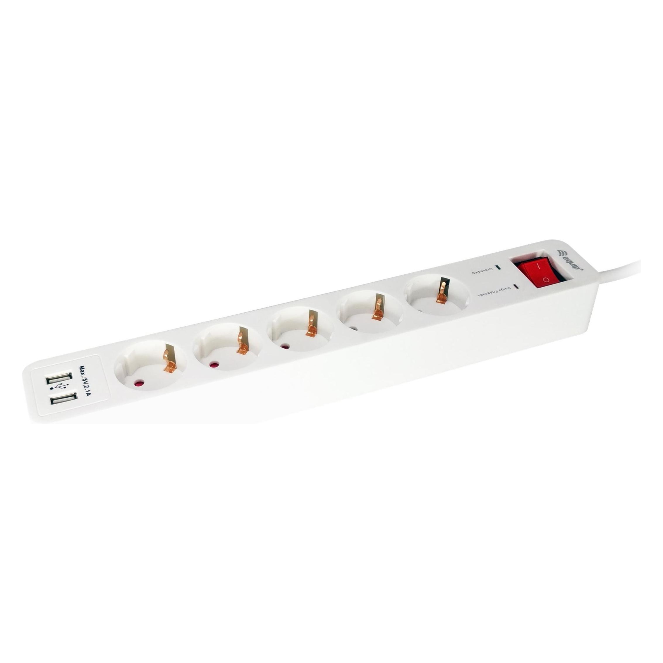 equip Steckdosenleiste Schuko Kabel +Extras (5x, CEE 7/4, 1.80 m) (245554)