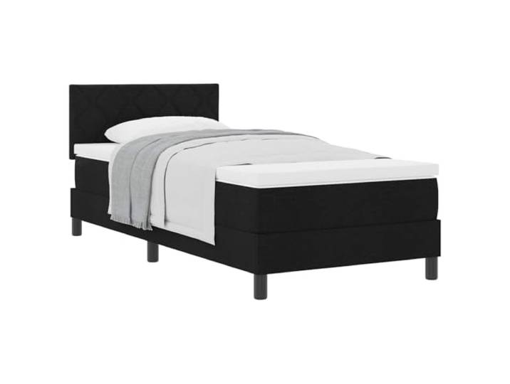 PUGYNBK Boxspringbett, 90 x 200 cm, schwarzer Stoff, mit Kopfteil Moderner Lattenrost, Matratze aus Schaumstoff und Federn, mittlere Festigkeit, verstellbare Höhe, Holzrahmen