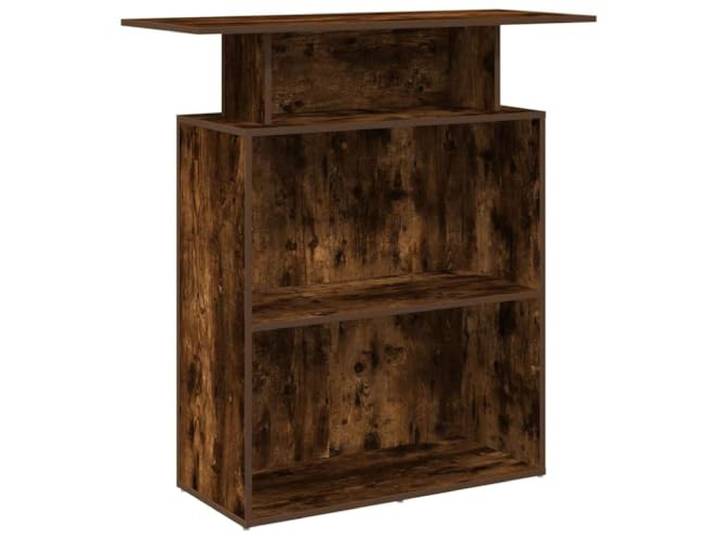 KPOTUERTU Empfangstheke Räuchereiche 100x40x104 cm aus Holzwerkstoff mit integriertem Regal für Stauraum, vielseitig einsetzbar in Büro, Hotel oder Klinik, einfache Montage.