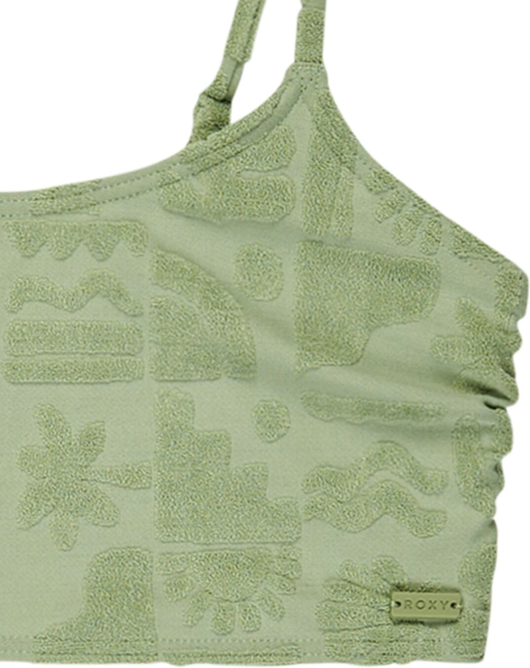 Bustier-Bikini ROXY "Beach Check", Mädchen, Gr. 8(125-130cm), grün, Recycling-Polyester, Bikini-Sets Bustier-Bikini grün 8(125-130cm)