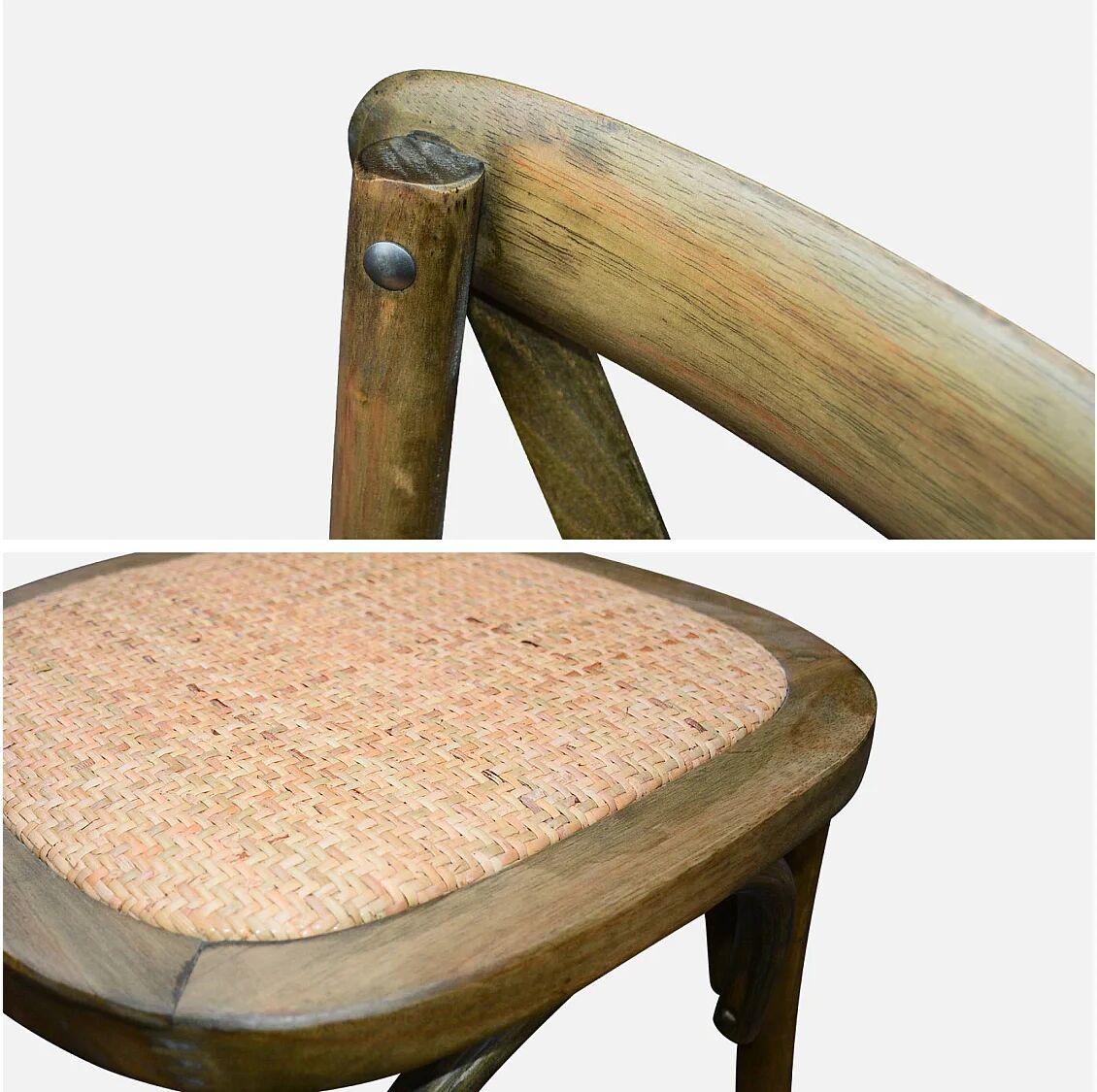 Sweeek Silla de bistró vintage de madera, set de 4 marrón viejo