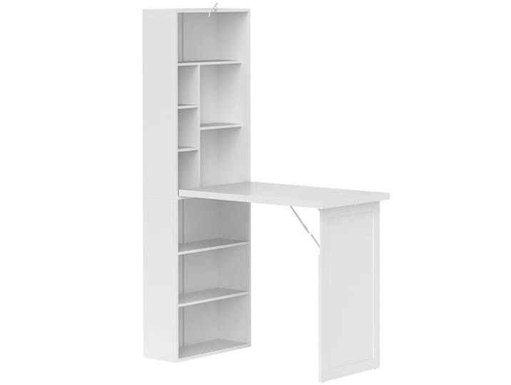 Bureau informatique pliable avec bibliothèque tableau blanc mdf blanc