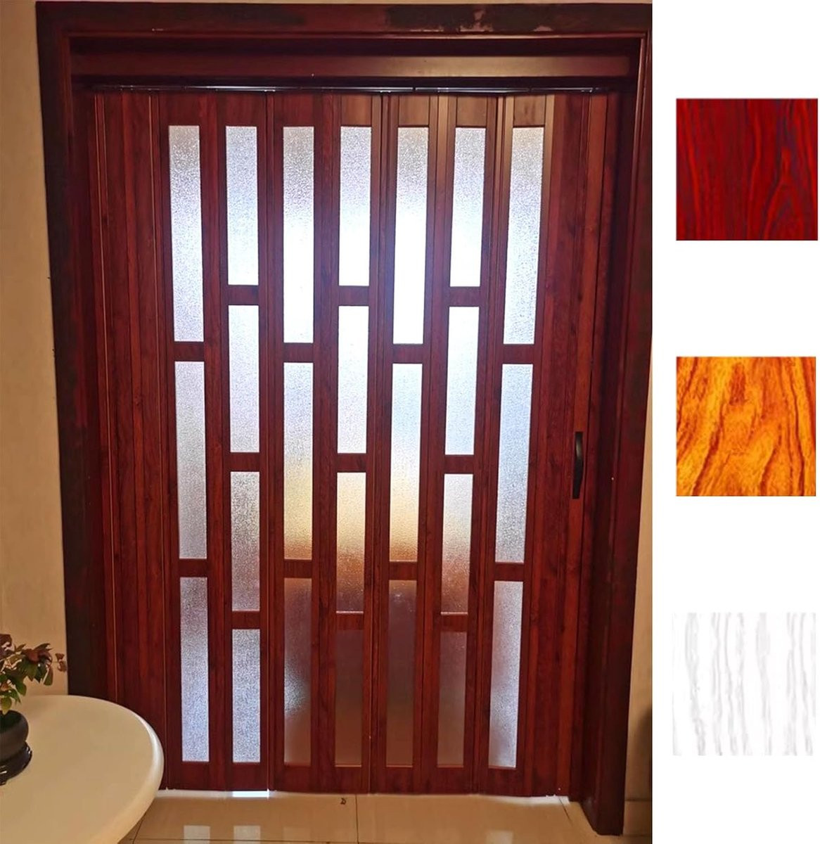 Vouwdeur Matglas Harmonicadeur Geluiddicht Eikenhout Look Hoogte: 203 cm