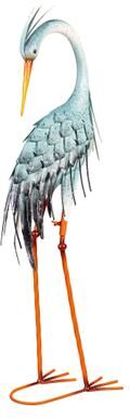 Evergreen "Metal Aqua Blue Heron Garden Statue, 35""H"