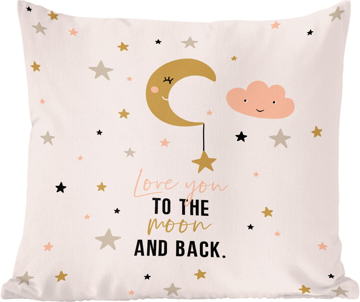 Sierkussen Love you to the moon and back voor kinderen, 40 x 40 cm