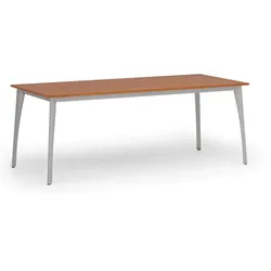 Konferenztisch PRIMO OMEGA, 200x90 cm, graues Metallgestell, Kirschbaum