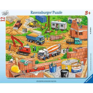 Ravensburger Puzzle 06058, Arbeit auf der Baustelle, Rahmenpuzzle, ab 3 Jahre, 12 Teile