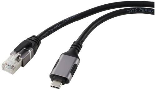 Renkforce USB, Netzwerk Adapterkabel [1x USB-C Stecker - 1x RJ45-Stecker] 5.00m Aluminium-Stecker