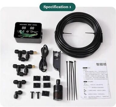 Useful Little Things Rainforest Intelligent Timed Terrarium Fogger Kit Automatic Reptile Humidification Spray System 16.4 Ft 2 Sprayers