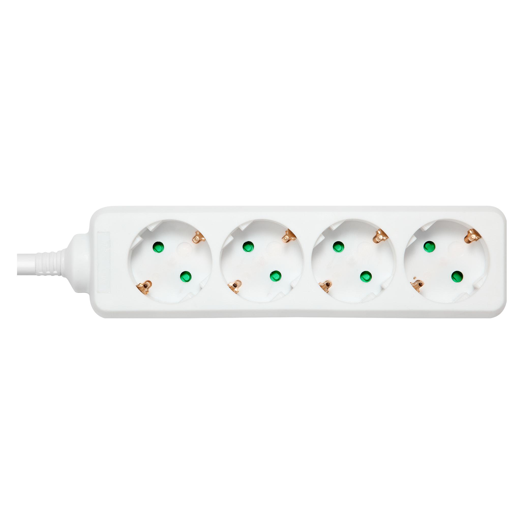 Deltaco GT-0401 power extension 4 AC outlet(s) Indoor White (4x, CEE 7/3, 3 m) (GT-0401)