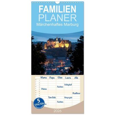 Familienplaner 2026 - Märchenhaftes Marburg mit 5 Spalten (Wandkalender, 21 x 45 cm) CALVENDO