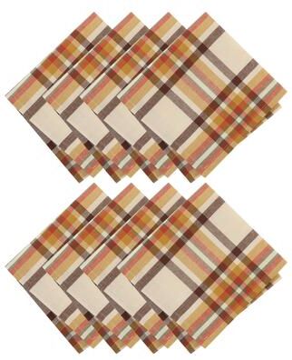Threadmade Russet Harvest Woven Plaid Napkins, Set of 8 - 17x17