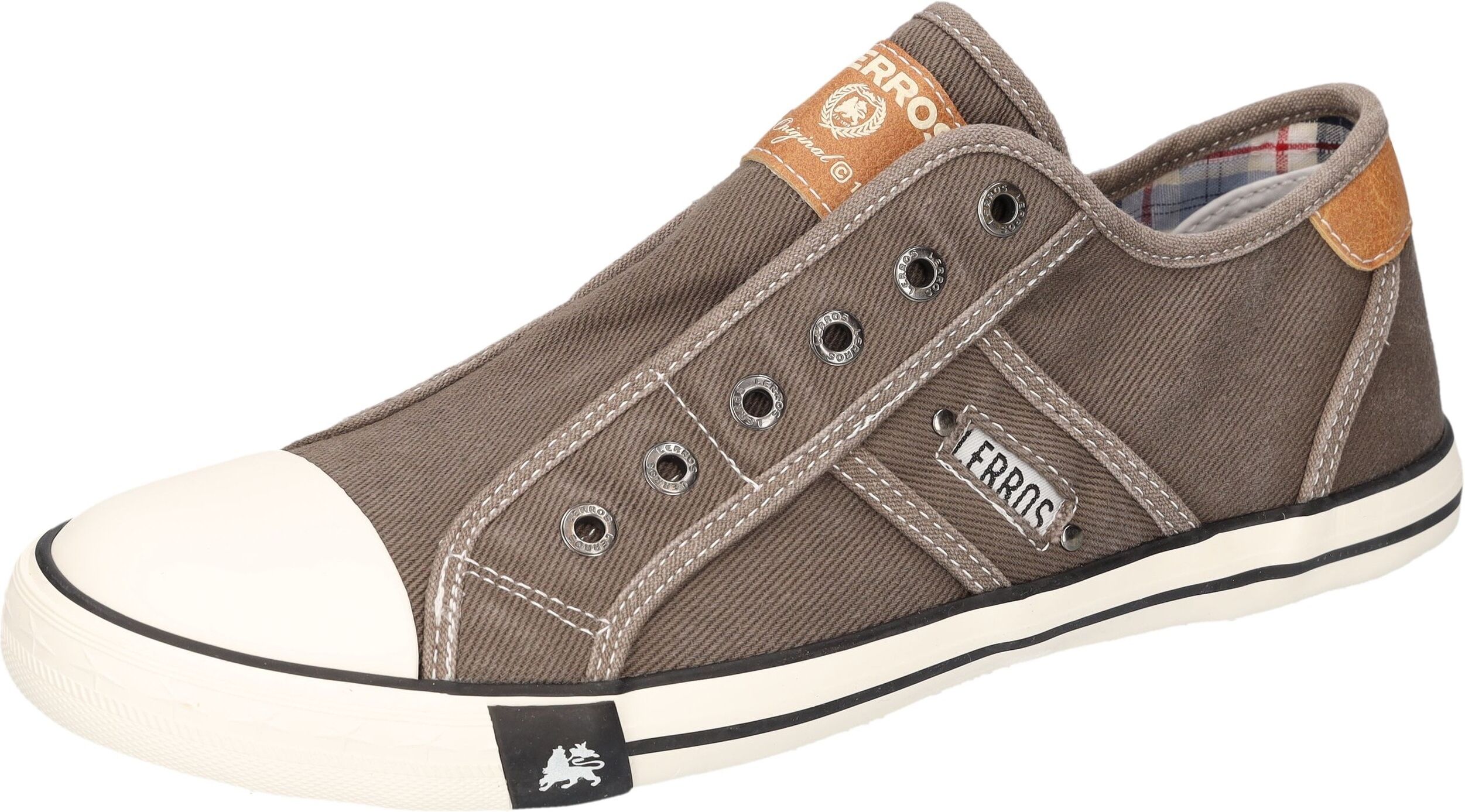 Slip-On Sneaker LERROS, Herren, Gr. 44, Textil, braun (grau), kontrastfarbene Details, Schuhe Slip-On Sneaker, Schlupfschuh, Halbschuh, Sneaker im lässigen Look grau 44, Textil