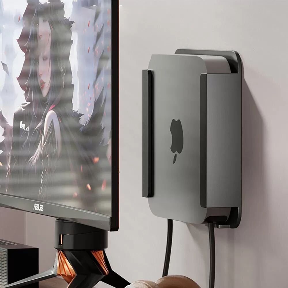 INF Support Mural Mac Mini - Grande Taille, Acier au Carbone, Support Gain de Place compatible avec APPLE Mac Mini