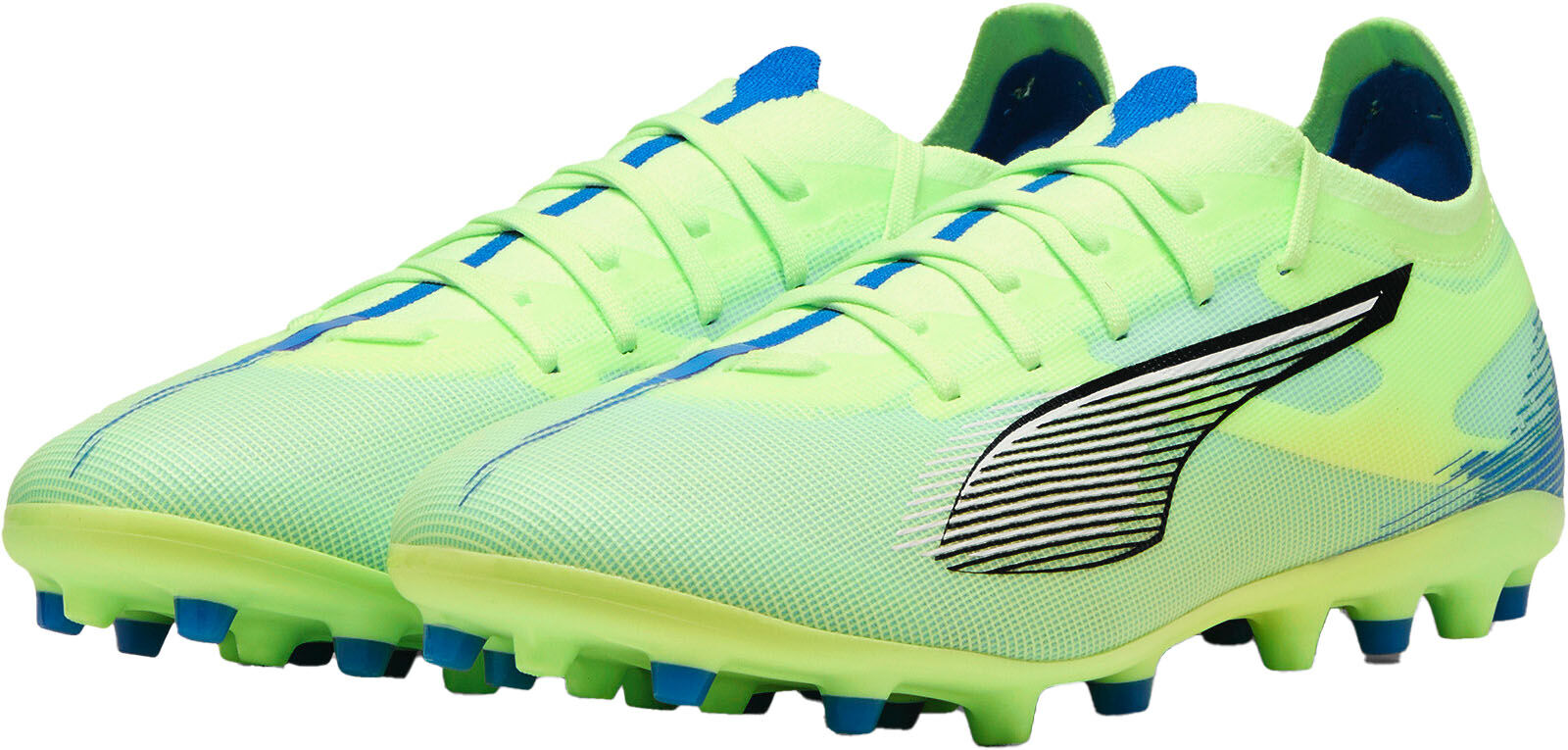 Fussballschuh PUMA "ULTRA 5 MATCH MG", Gr. 45, Textil, gelb (fizzy apple, puma weiß, blaumazing), Synthetik, Schuhe Fussballschuh, für Kunstrasenplätze fizzy apple, puma weiß, blaumazing 45, Textil