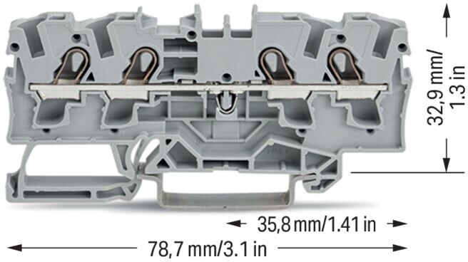 WAGO Bornier de passage 4 conducteurs TS 35 2004-1401 (2004-1401)