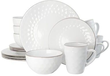 Elama Dinnerware 16 Piece Set in White Seasalt Setting for 4