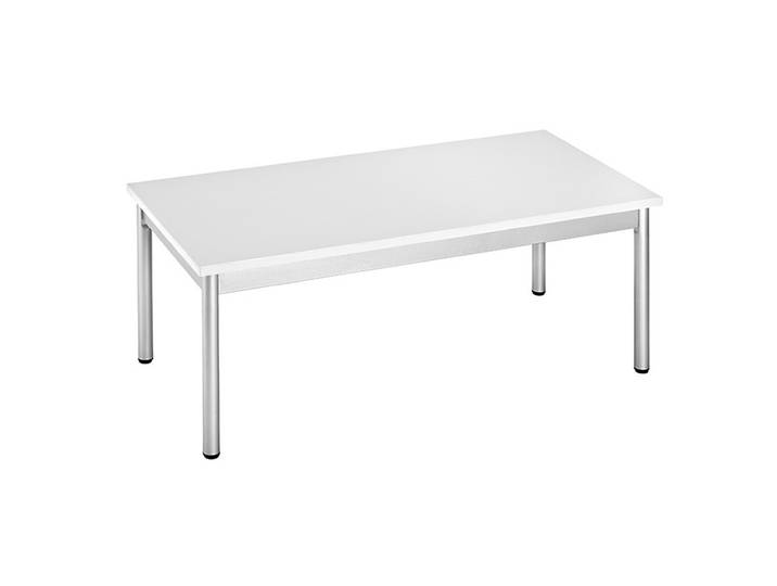 Table basse 100 x 50 cm - Blanc pieds métal Aluminium
