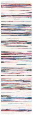 SAFAVIEH Handmade Rag Rug with Fringe Valborg Casual Stripe Cotton Rug with Fringe