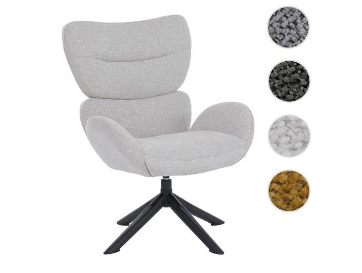 Fauteuil de salon HWC-Q53 fauteuil pivotant en chenille (420 g/m²) crème