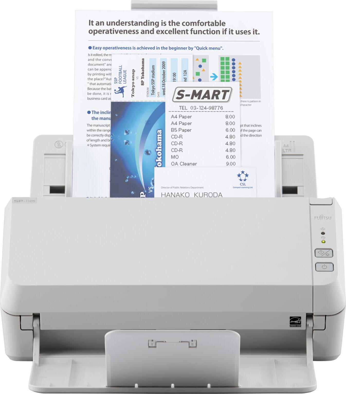 Fujitsu SP-1125, 216 x 3048 mm, 600 x 600 DPI, 24 Bit, 25 Seiten pro Minute, 25 Seiten pro Minute, 50 ipm