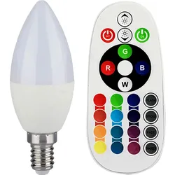 RGB LED E14 Leuchtmittel 320 Lumen 3,5 Watt Kerzen Form Lampe FERNBEDIENUNG V-Tac 2769