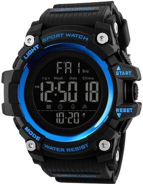 Everyday Crate SKMEI 1384 Digital Sports Watch 50M Waterproof Mens Watch With Dual Time LED Display blue