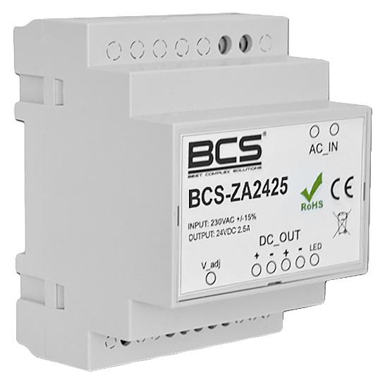 BCS BCS-ZA2425 Regelbares Netzteil 24V 2.5A für DIN-Schiene mit LED (BCS-ZA2425)