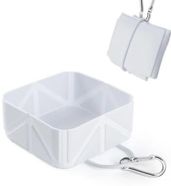 Uplift Picks Portable Silicone Pet Travel Bowl For Dogs And Cats Foldable Camping Water And Food Dish white