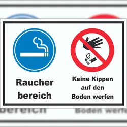 HB-Druck Aufkleber Raucherbereich Boden verboten A7 (74x105mm)
