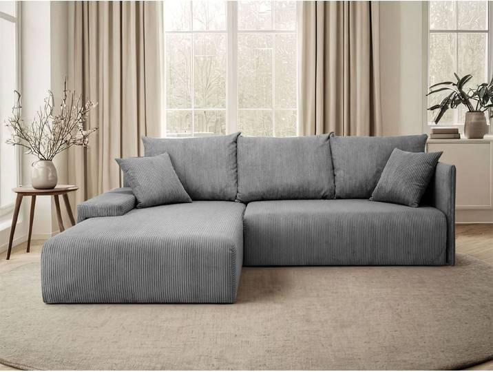 Lookway Ecksofa LAVIO in L-Form mit Schlaffunktion und Bettkasten, 246x188x93 cm