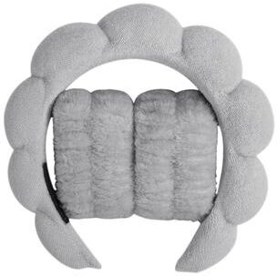 Silver Stone Store Puffy Headband For Washing Face Makeup, Fashion Microfiber Scrunchies, Spa Bubble Headband For Shower gray