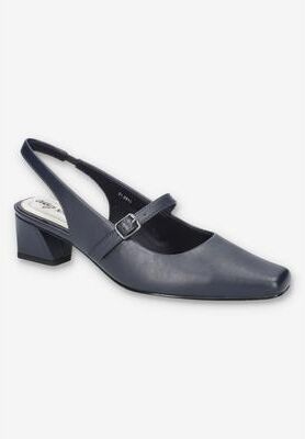 Wide Width Women's Cameo Sling Back Heel by Easy Street in Navy (Size 7 W)
