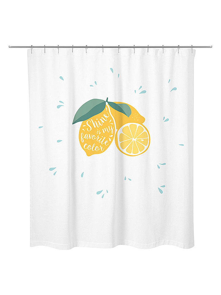 Ornami Duschvorhang ''Lemon'' in Weiß/ Gelb - (L)180 x (B)200 cm - onesize