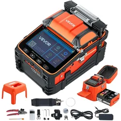 VEVOR Glasfaser-Spleißgerät LWL-Spleißgerät 6 Motoren 0,1μm Kernausrichtung, Fusionsspleißgerät mit VFL OPM für SM MM DS NZDS, 5s Spleißen, 15s Heizung, 5 Zoll Touchscreen, 3-in-1 Faserhalter, 7800mAh