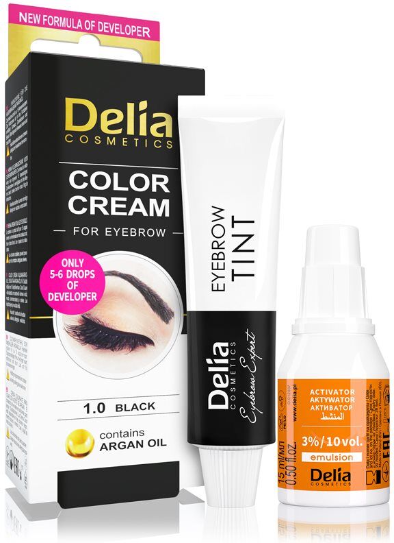 Delia Cosmetics Argan Oil brow colour shade 1.0 Black 15 ml