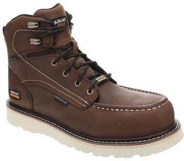 "Ariat Rebar Wedge Moc Toe 6"" WP Comp Toe - Mens 9.5 Brown Boot D"