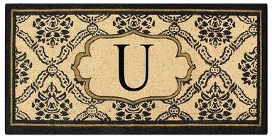 "A1 Home Collections Uriel Treated Coir Monogrammed Entry Double Door Mat 30""x 60"""
