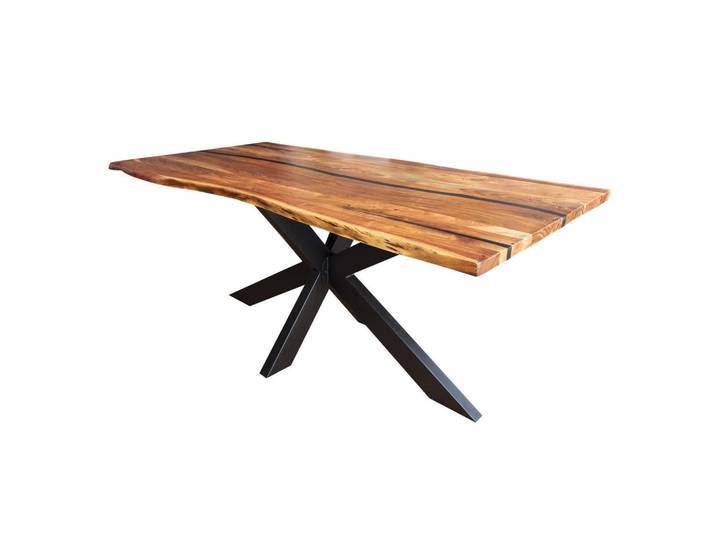 P & B Esstisch, Akazie, Holz, Akazie, massiv, organisch, X-Form, 90x76x180 cm, Esszimmer, Tische, Esstische, Baumkantentische